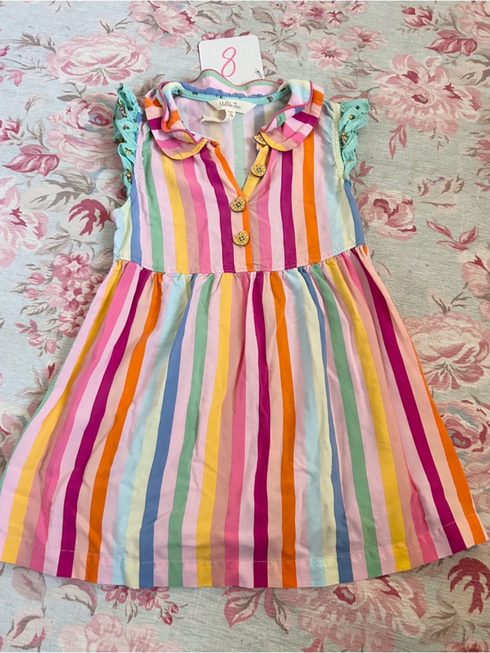 Molly Bracken Girls' Rainbow Stripe Sleeveless Dress - Multi
